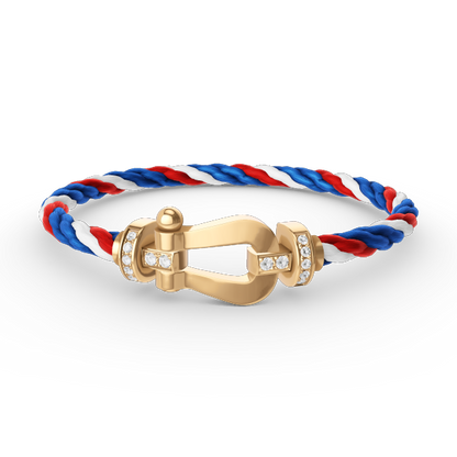 [Cadisa]FORCE LARGE HORSESHOE HALF DIAMOND BRACELET GOLD
