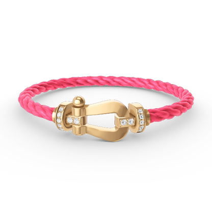 [Cadisa]FORCE LARGE HORSESHOE HALF DIAMOND BRACELET GOLD