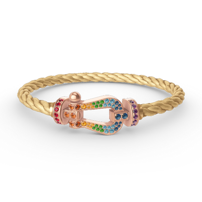 [Cadisa]FORCE LARGE HORSESHOE  COLORED DIAMOND BRACELET ROSE GOLD