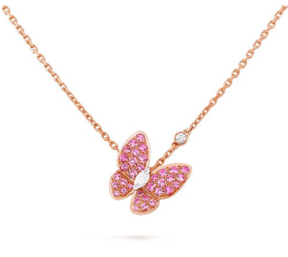 [Cadisa]BUTTERFLY RED DIAMOND ROSE GOLD NECKLACE