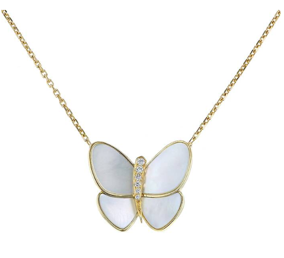 [Cadisa]BUTTERFLY GOLD MOP DIAMOND NECKLACE