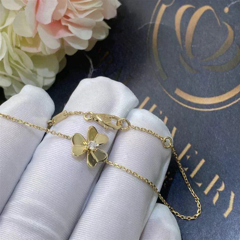 [Cadisa]FRIVOLE GOLD FLOWER PINK MALACHITE BRACELET