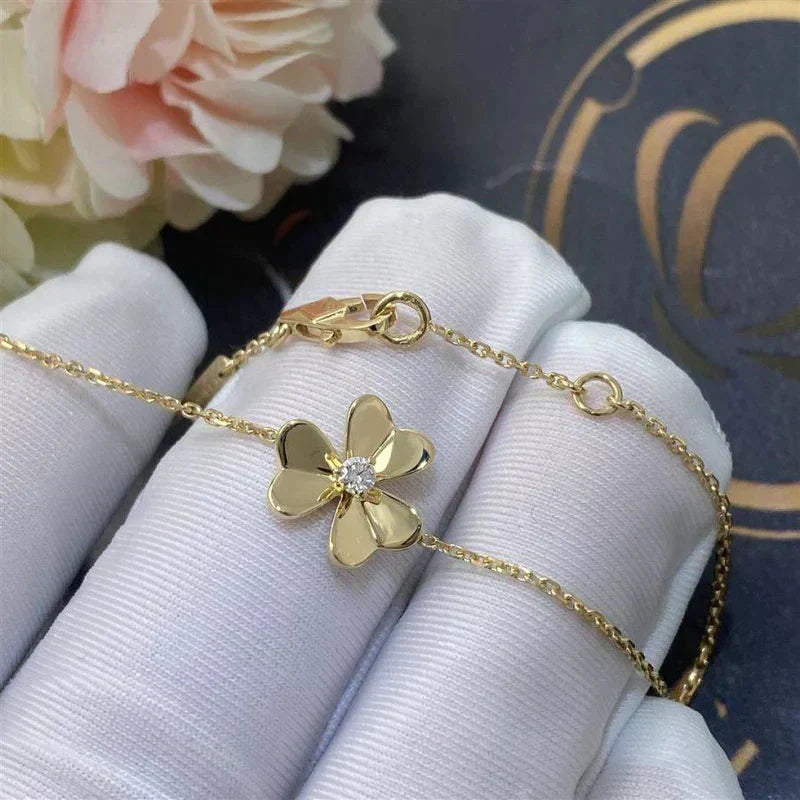 [Cadisa]FRIVOLE GOLD FLOWER PINK MALACHITE BRACELET