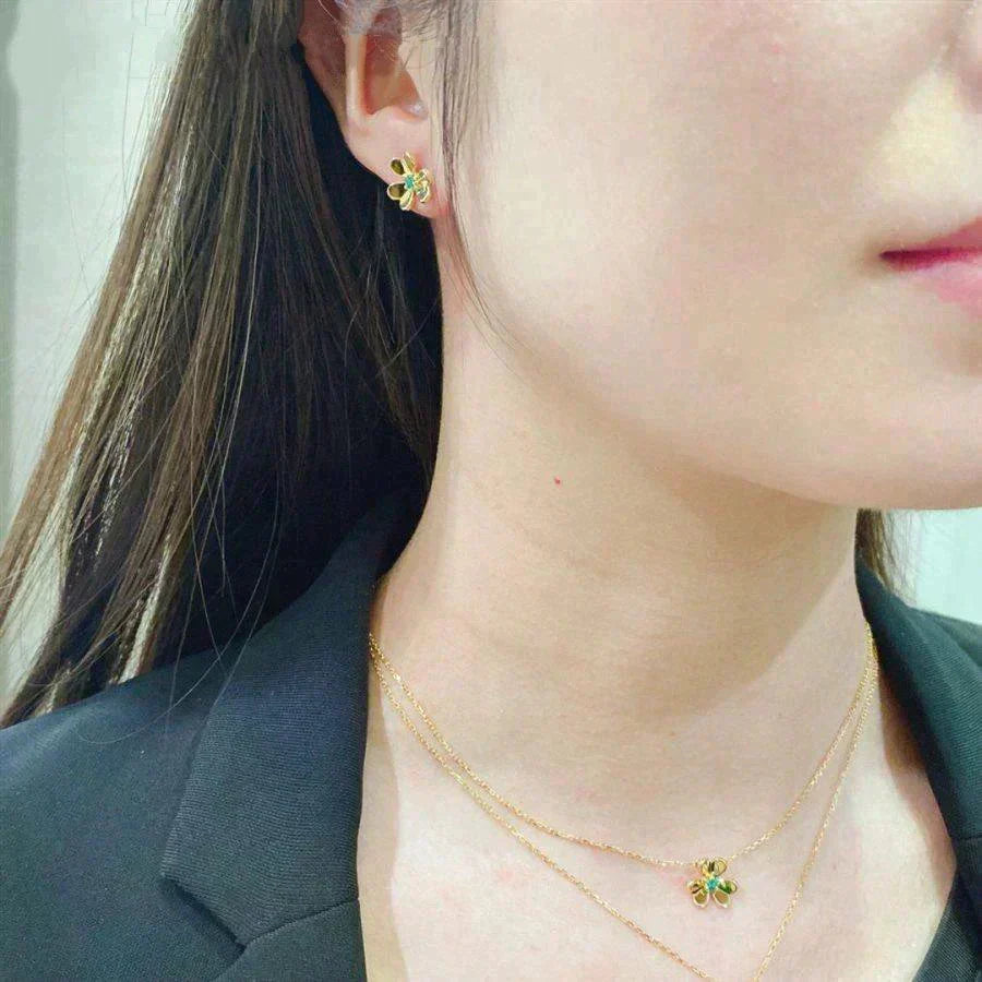 [Cadisa]FRIVOLE  FLOWER MALACHITE EARRINGS