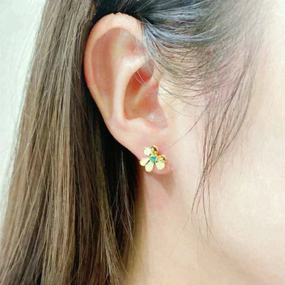 [Cadisa]FRIVOLE  FLOWER MALACHITE EARRINGS