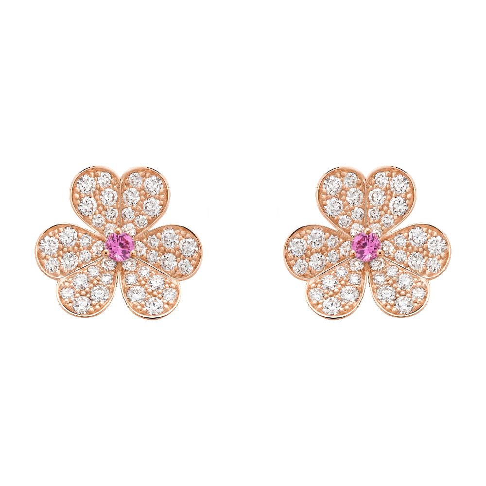 [Cadisa]FRIVOLE PINK GOLD FLOWER DIAMOND EARRINGS