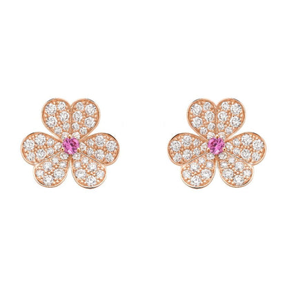 [Cadisa]FRIVOLE PINK GOLD FLOWER DIAMOND EARRINGS