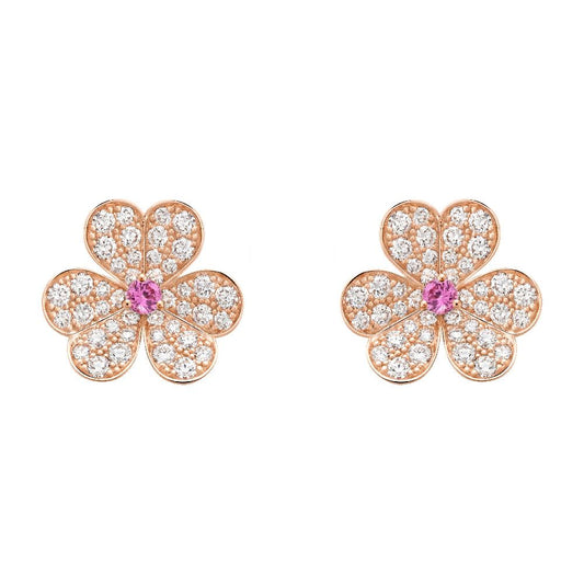 [Cadisa]FRIVOLE PINK GOLD FLOWER DIAMOND EARRINGS