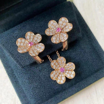 [Cadisa]FRIVOLE PINK GOLD FLOWER DIAMOND EARRINGS