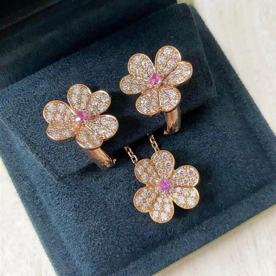 [Cadisa]FRIVOLE ROSE GOLD FLOWER DIAMOND NECKLACE