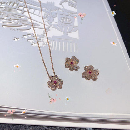 [Cadisa]FRIVOLE ROSE GOLD FLOWER DIAMOND NECKLACE
