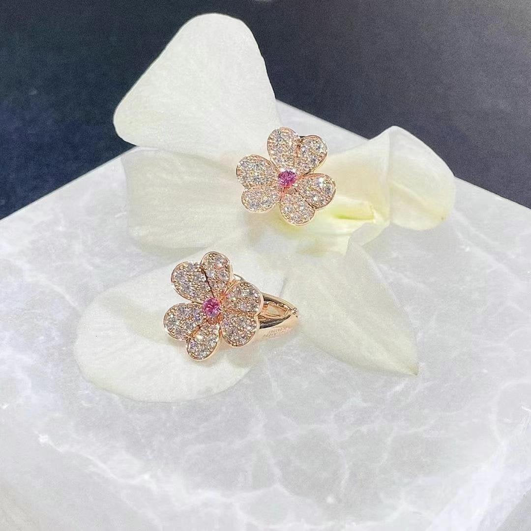 [Cadisa]FRIVOLE PINK GOLD FLOWER DIAMOND EARRINGS