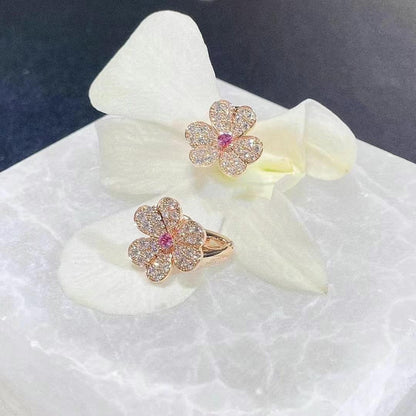 [Cadisa]FRIVOLE PINK GOLD FLOWER DIAMOND EARRINGS