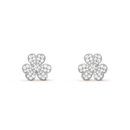 [Cadisa]FRIVOLE SILVER FLOWER DIAMOND EARRINGS