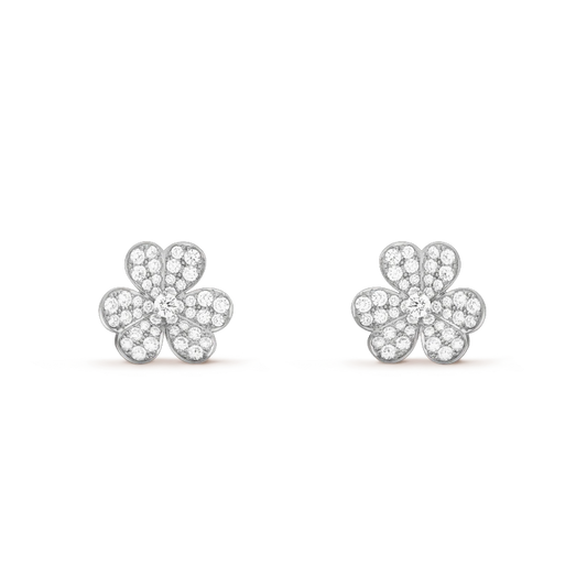 [Cadisa]FRIVOLE SILVER FLOWER DIAMOND EARRINGS