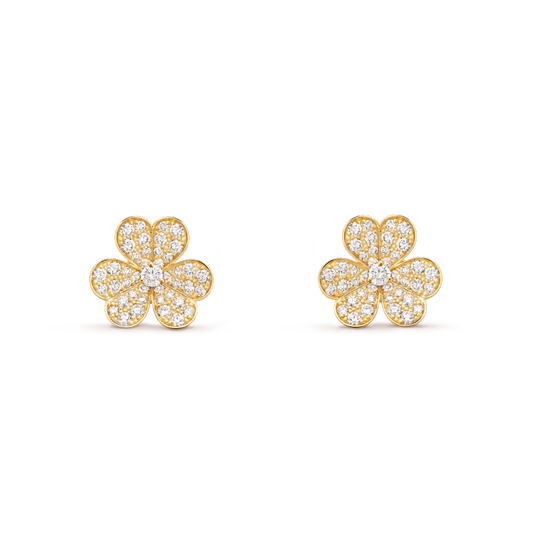 [Cadisa]FRIVOLE GOLD FLOWER DIAMOND EARRINGS