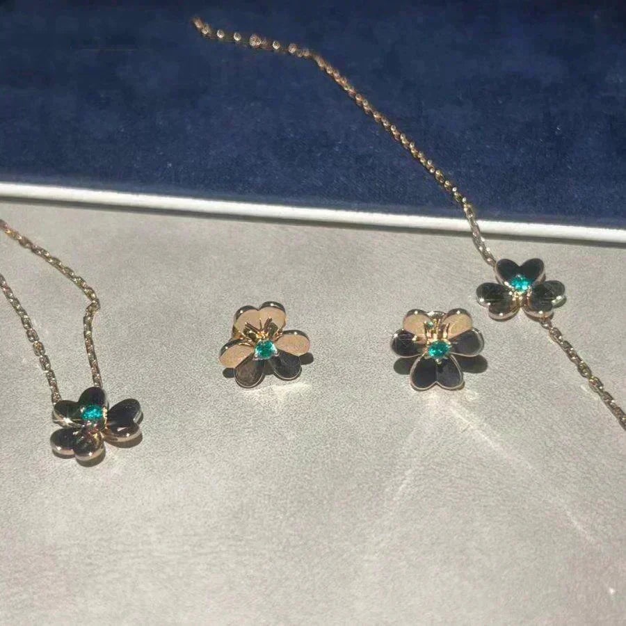 [Cadisa]FRIVOLE  FLOWER MALACHITE EARRINGS