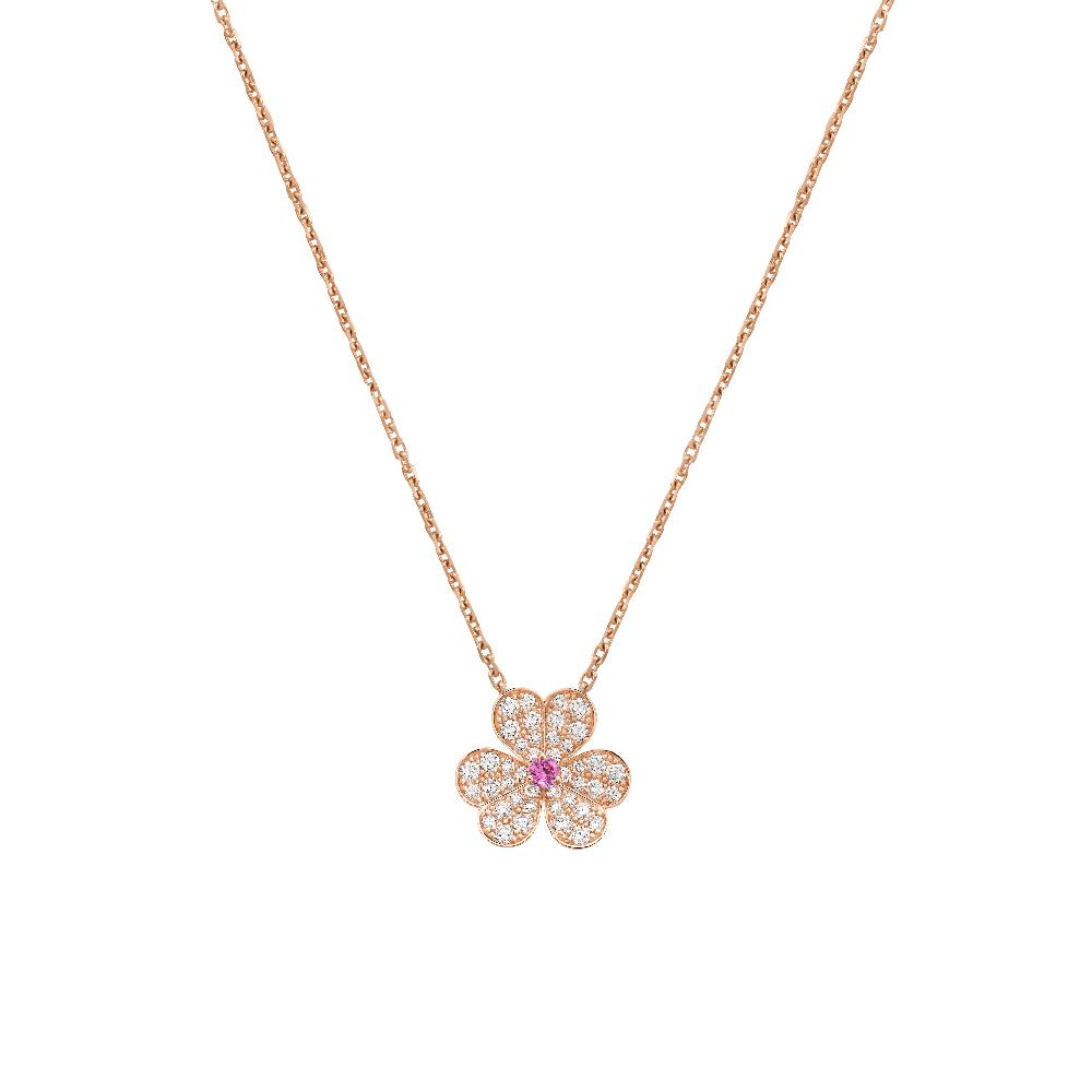 [Cadisa]FRIVOLE ROSE GOLD FLOWER DIAMOND NECKLACE