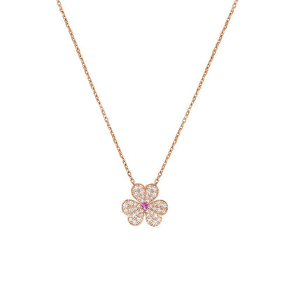 [Cadisa]FRIVOLE ROSE GOLD FLOWER DIAMOND NECKLACE