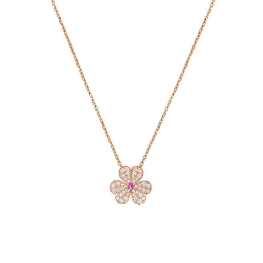 [Cadisa]FRIVOLE ROSE GOLD FLOWER DIAMOND NECKLACE