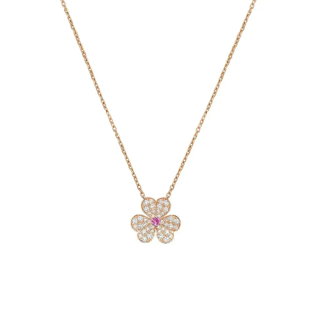[Cadisa]FRIVOLE ROSE GOLD FLOWER DIAMOND NECKLACE
