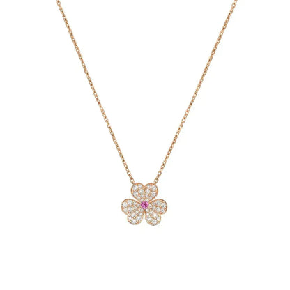 [Cadisa]FRIVOLE ROSE GOLD FLOWER DIAMOND NECKLACE