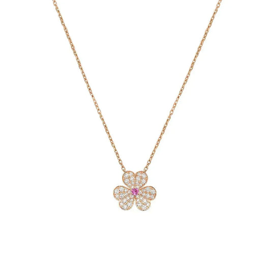 [Cadisa]FRIVOLE ROSE GOLD FLOWER DIAMOND NECKLACE
