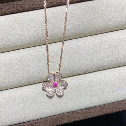 [Cadisa]FRIVOLE ROSE GOLD FLOWER DIAMOND NECKLACE
