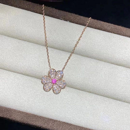 [Cadisa]FRIVOLE ROSE GOLD FLOWER DIAMOND NECKLACE
