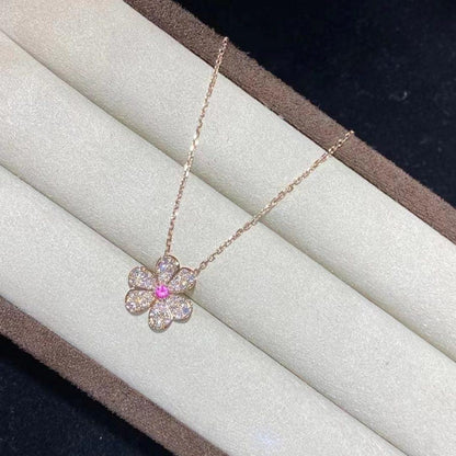 [Cadisa]FRIVOLE ROSE GOLD FLOWER DIAMOND NECKLACE