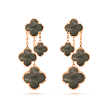 [Cadisa]CLOVER EARRINGS DARK MOP 4 MOTIFS ROSE GOLD