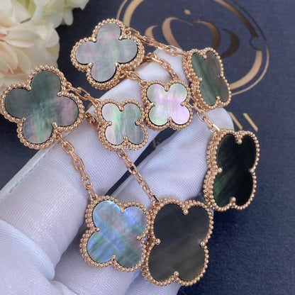 [Cadisa]CLOVER EARRINGS DARK MOP 4 MOTIFS ROSE GOLD