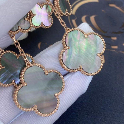 [Cadisa]CLOVER EARRINGS DARK MOP 4 MOTIFS ROSE GOLD