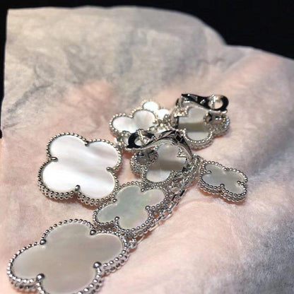 [Cadisa]CLOVER EARRINGS WHITE MOP 4 MOTIFS SILVER