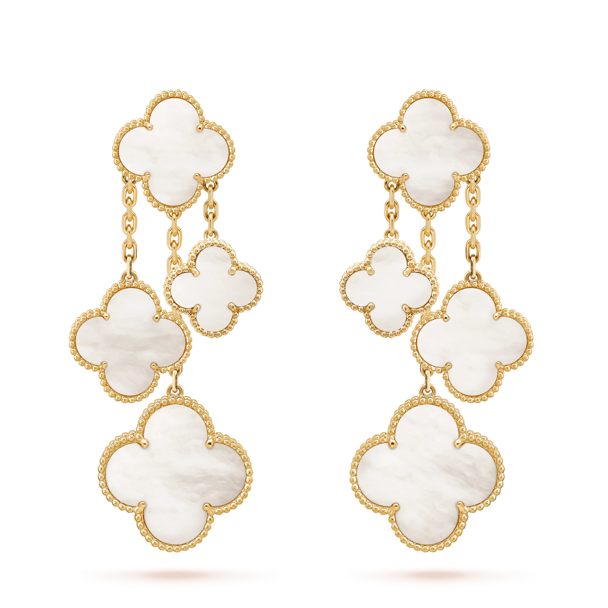 [Cadisa]CLOVER EARRINGS WHITE MOP 4 MOTIFS GOLD