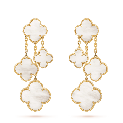 [Cadisa]CLOVER EARRINGS WHITE MOP 4 MOTIFS GOLD