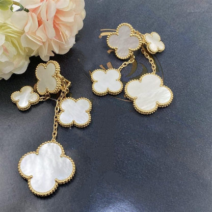 [Cadisa]CLOVER EARRINGS WHITE MOP 4 MOTIFS GOLD