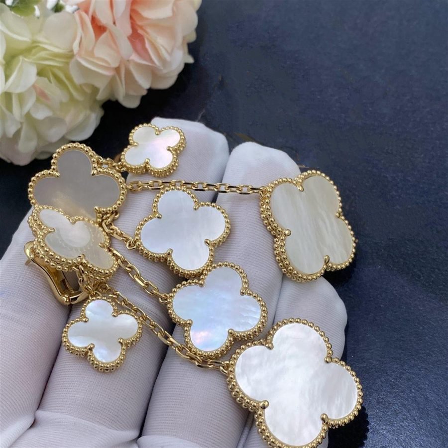 [Cadisa]CLOVER EARRINGS WHITE MOP 4 MOTIFS GOLD