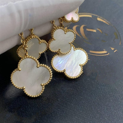 [Cadisa]CLOVER EARRINGS WHITE MOP 4 MOTIFS GOLD
