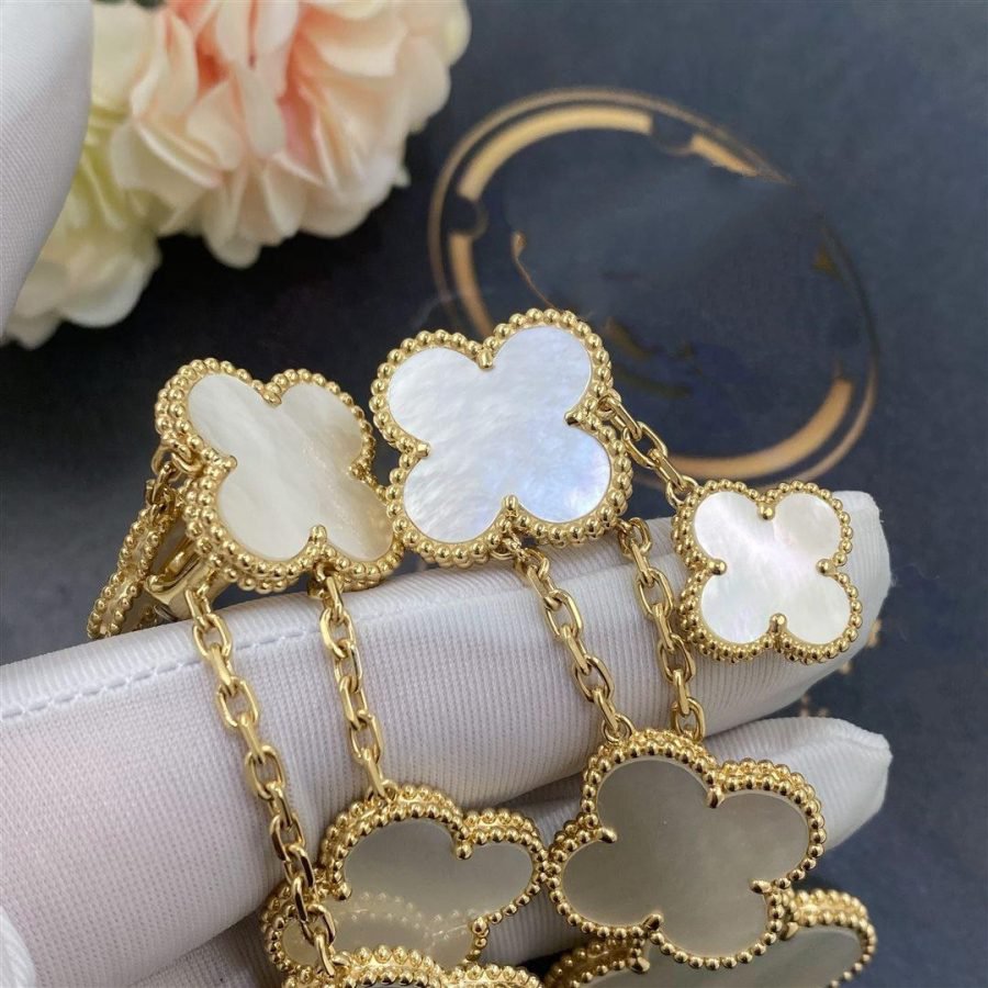[Cadisa]CLOVER EARRINGS WHITE MOP 4 MOTIFS GOLD
