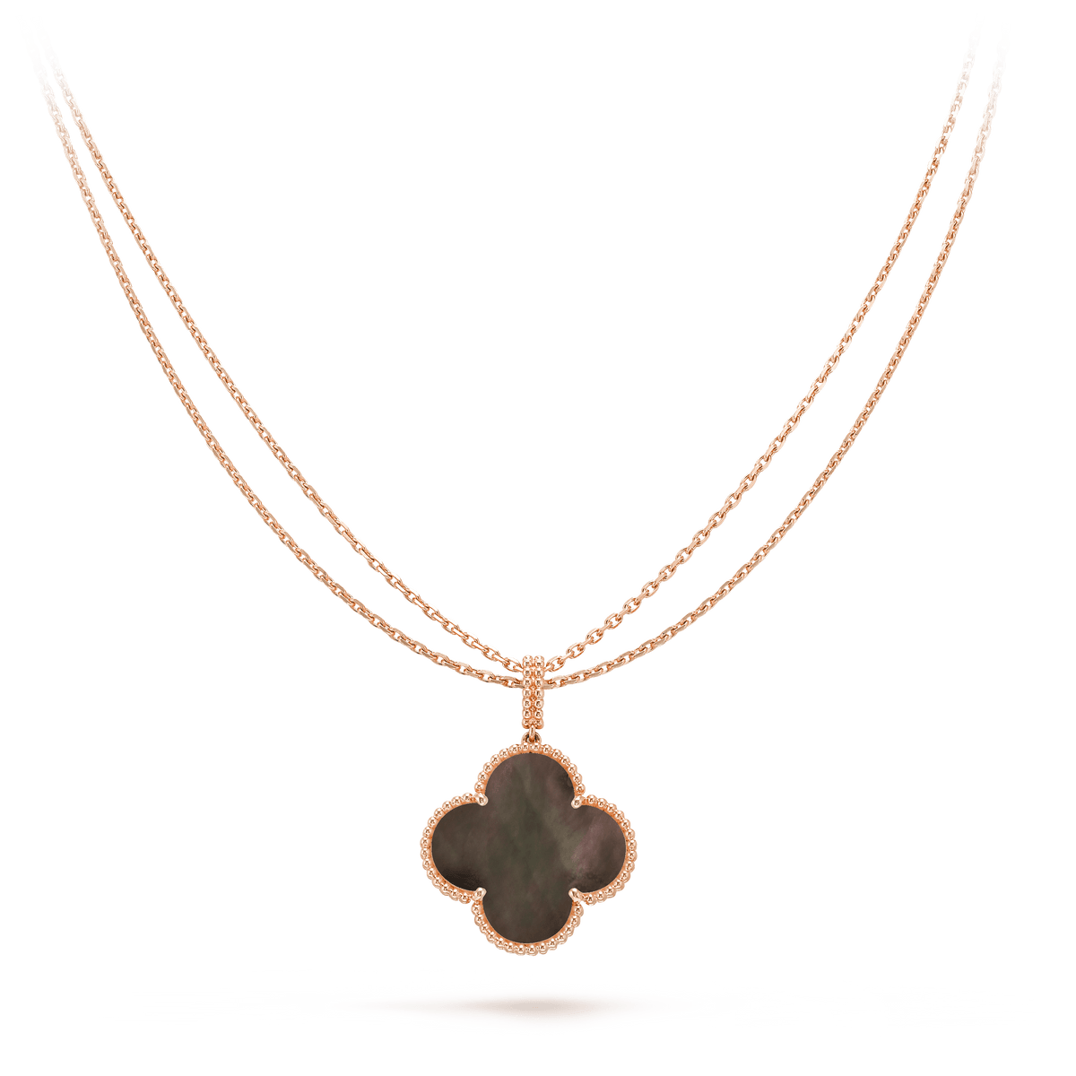 [Cadisa]CLOVER 25MM GOLD DARK MOP BIG CLOVER NECKLACE