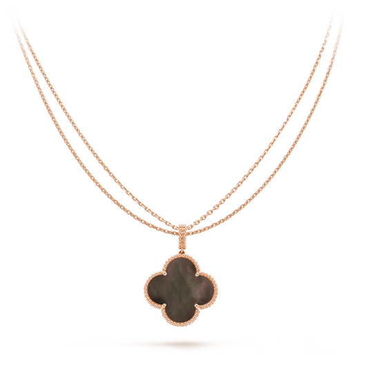 [Cadisa]CLOVER 25MM GOLD DARK MOP BIG CLOVER NECKLACE