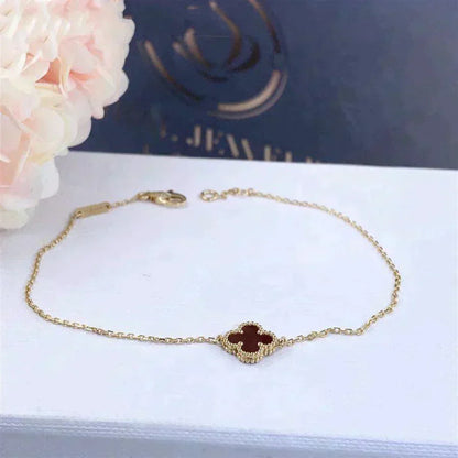 [Cadisa]CLOVER  CARNELIAN SINGLE FLOWER BRACELET