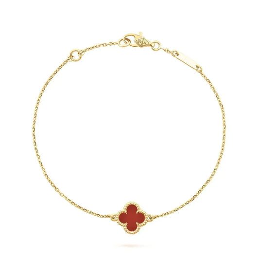 [Cadisa]CLOVER  CARNELIAN SINGLE FLOWER BRACELET
