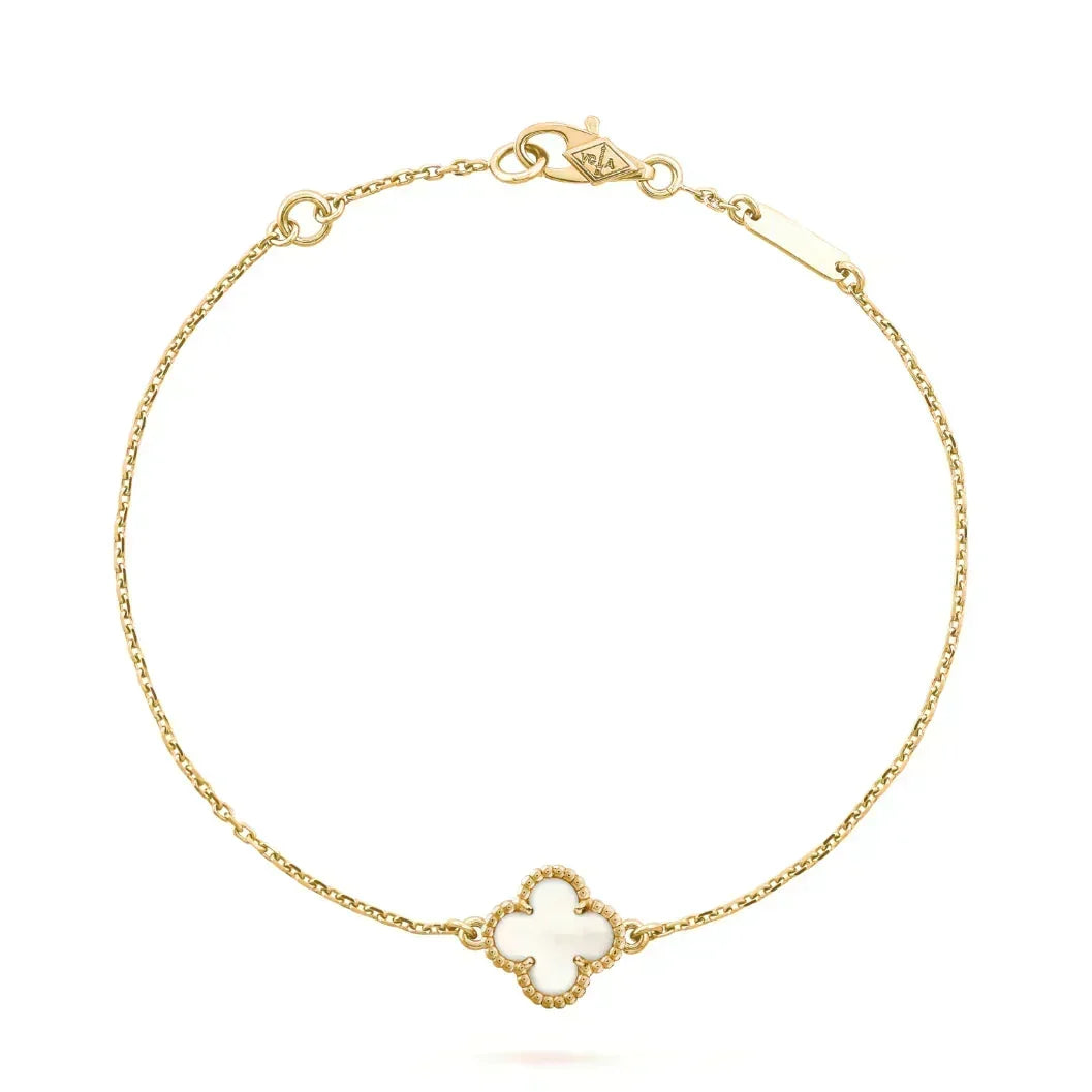 [Cadisa] Clover White Mother-of-Pearl & JUSTE Bracelet Stack Set