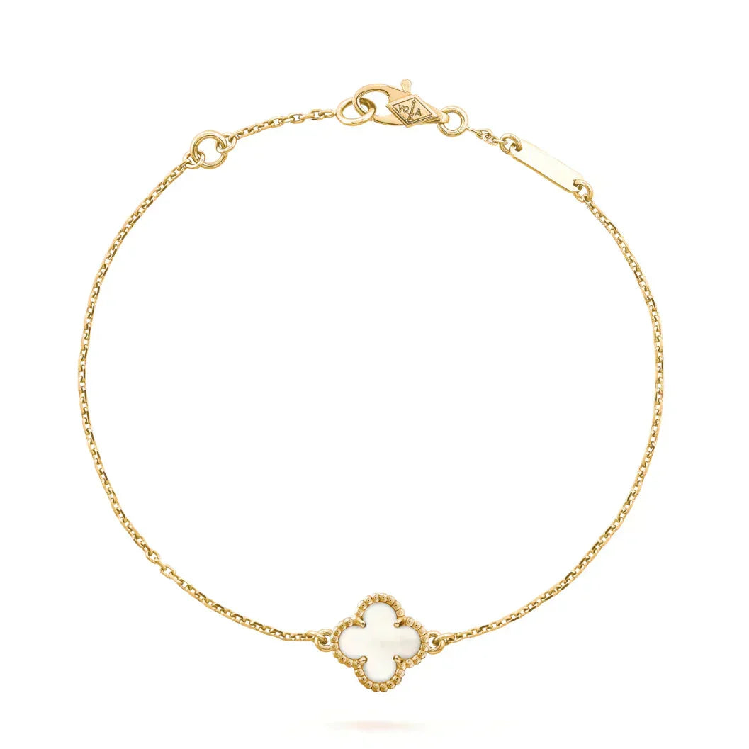 [Cadisa]CLOVER WHITE MOP SINGLE FLOWER BRACELET