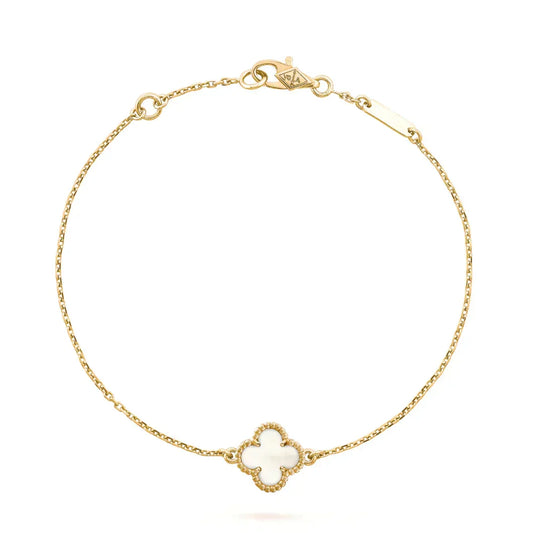 [Cadisa]CLOVER WHITE MOP SINGLE FLOWER BRACELET