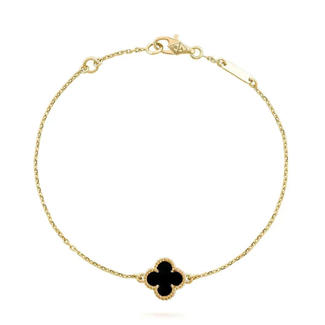 [Cadisa]CLOVER ONYX SINGLE FLOWER BRACELET