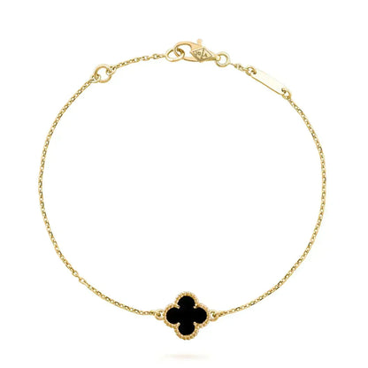 [Cadisa]CLOVER ONYX SINGLE FLOWER BRACELET