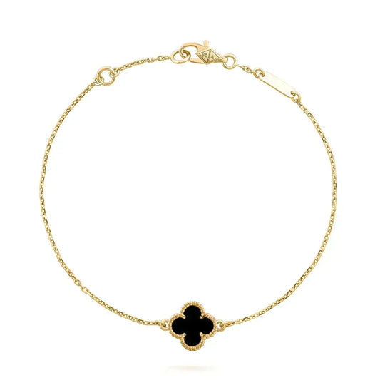 [Cadisa]CLOVER ONYX SINGLE FLOWER BRACELET